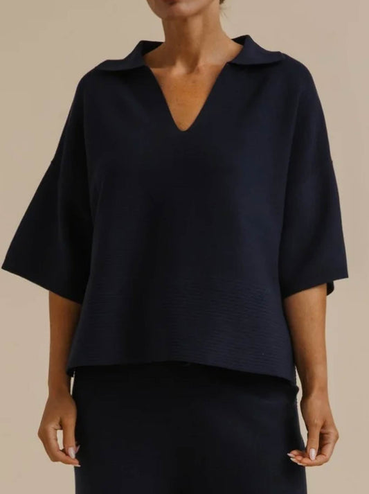 Image of a model wearing Outerwear. Product name - Talamaya Grace Summer Pullover in Pool colour by brand - Talamaya