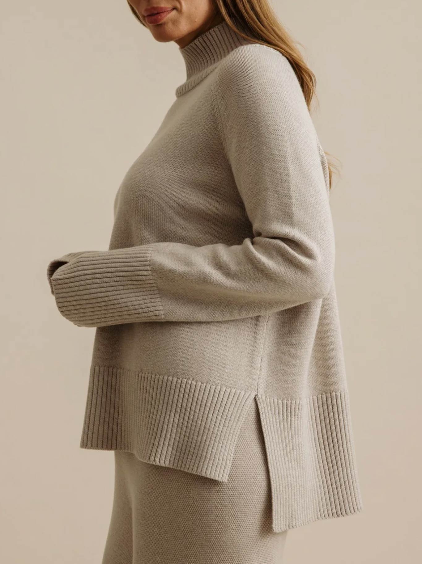 Talamaya Harmony Mock Neck Pullover (Wheat)