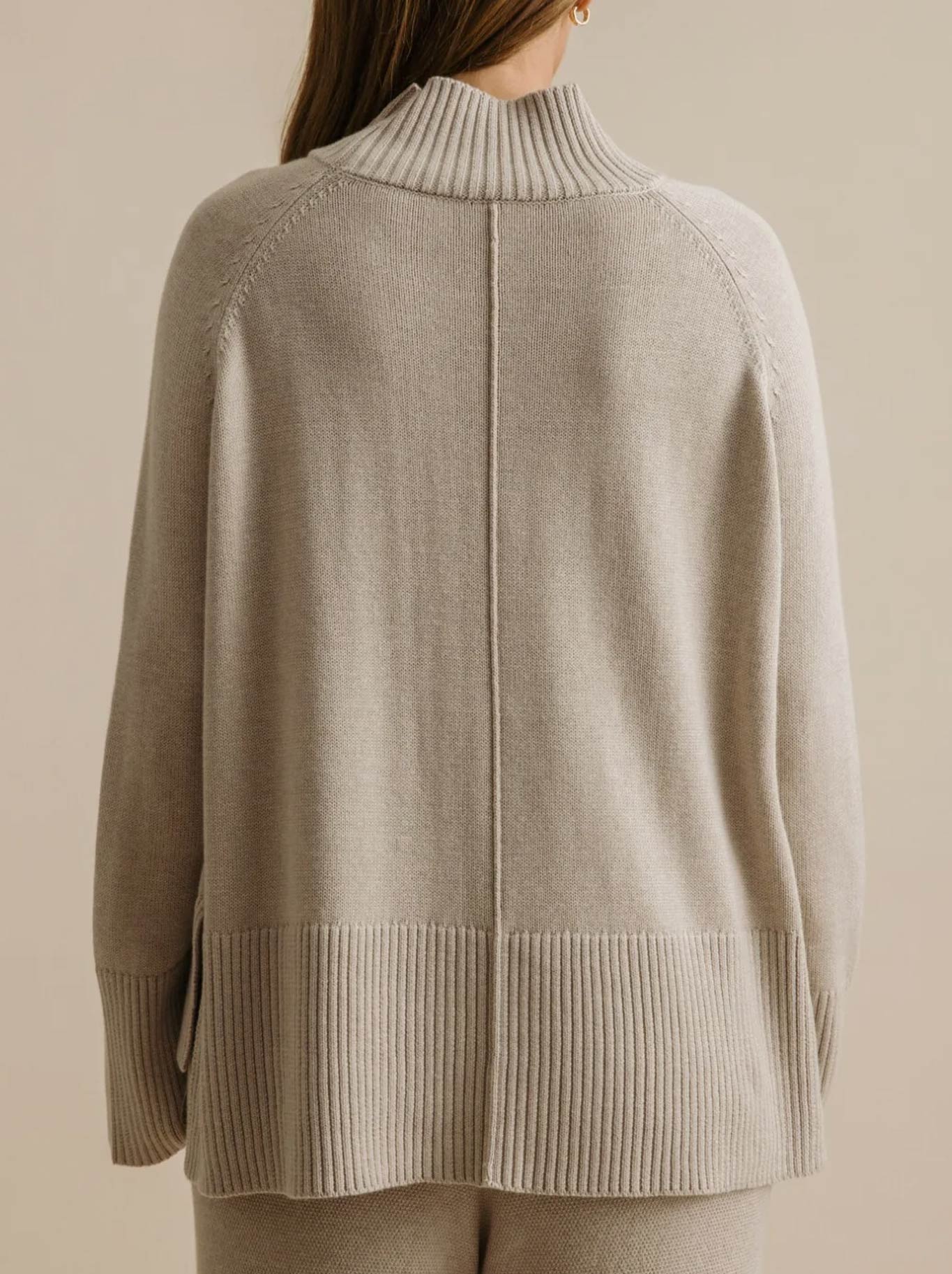 Talamaya Harmony Mock Neck Pullover (Wheat)