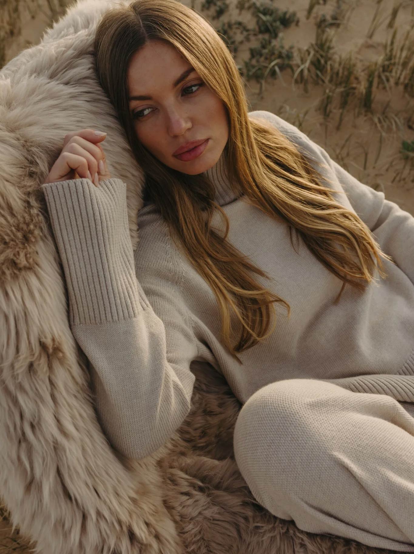 Talamaya Harmony Mock Neck Pullover (Wheat)