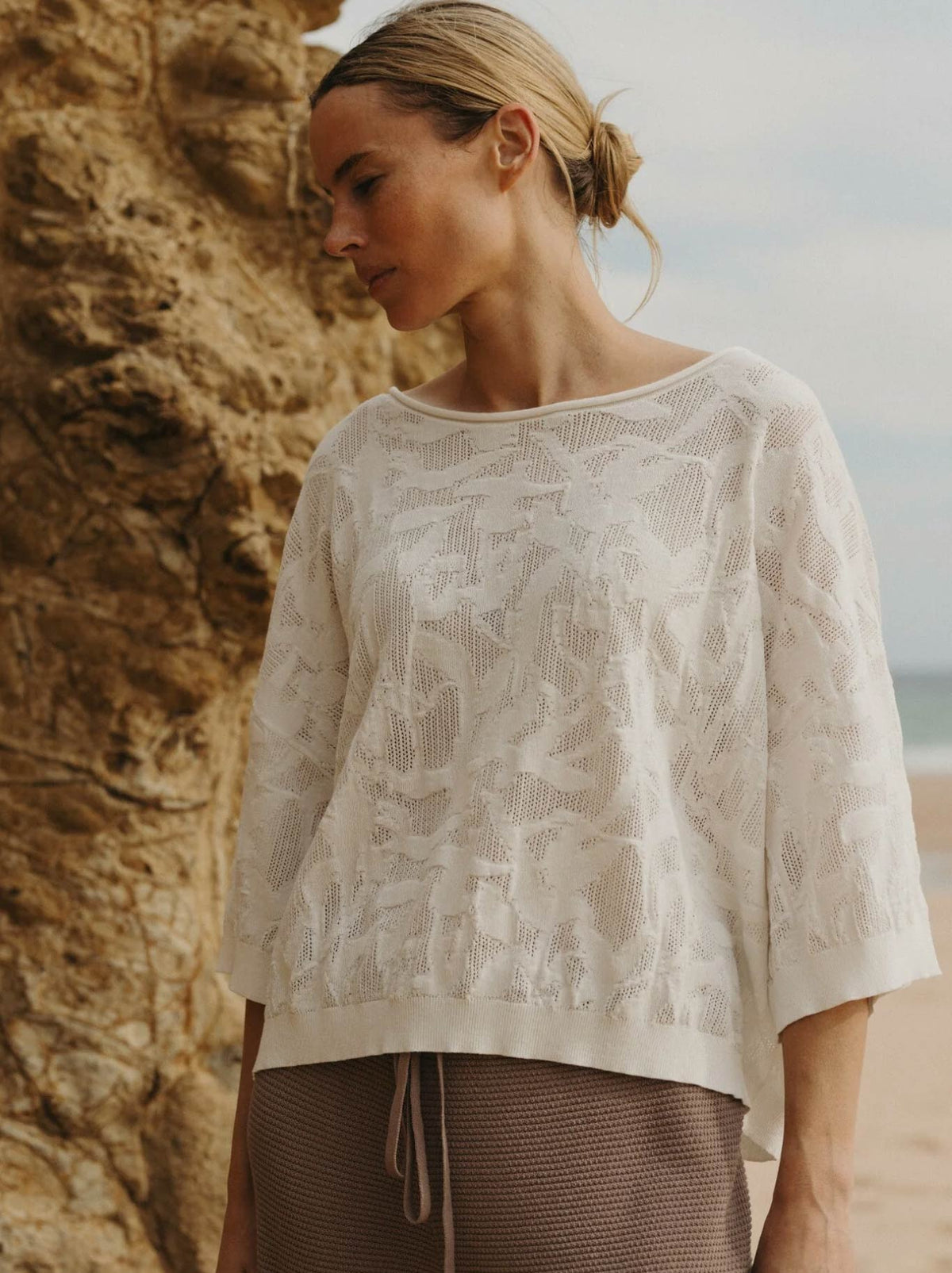 TALAMAYA PARADIS JACQUARD PULLOVER (Salt)