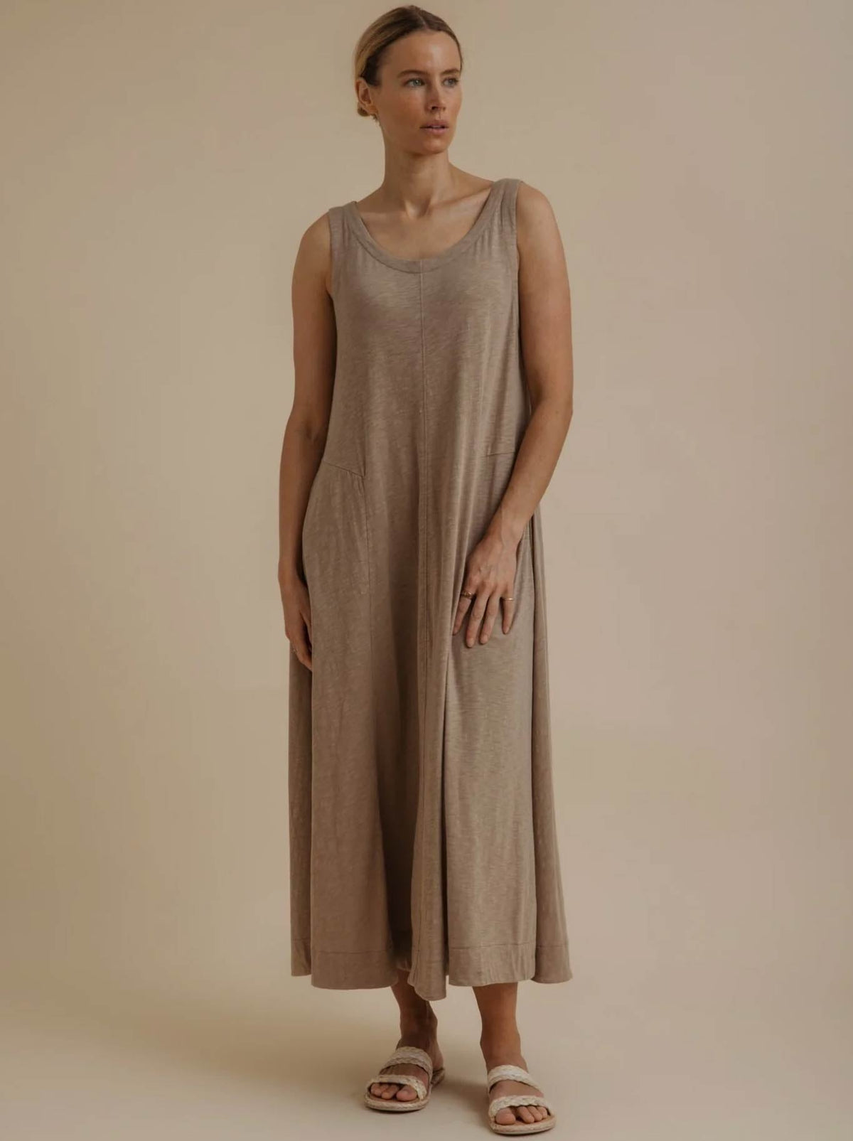 Image of Dresses. Product name - TALAMAYA SEABREEZE FLOW DRESS in Dune colour by brand - Talamaya