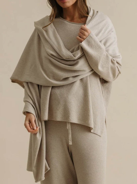 Image of Scarves & Shawls. Productname: Talamaya Winter Retreat Wrap in Wheat colour by brand - Talamaya