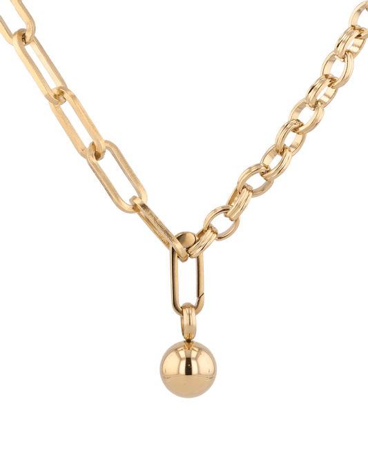 Image of Necklaces. Product name - Tandem Paperclip Gold Chain Necklace in colour by brand - LAVANA