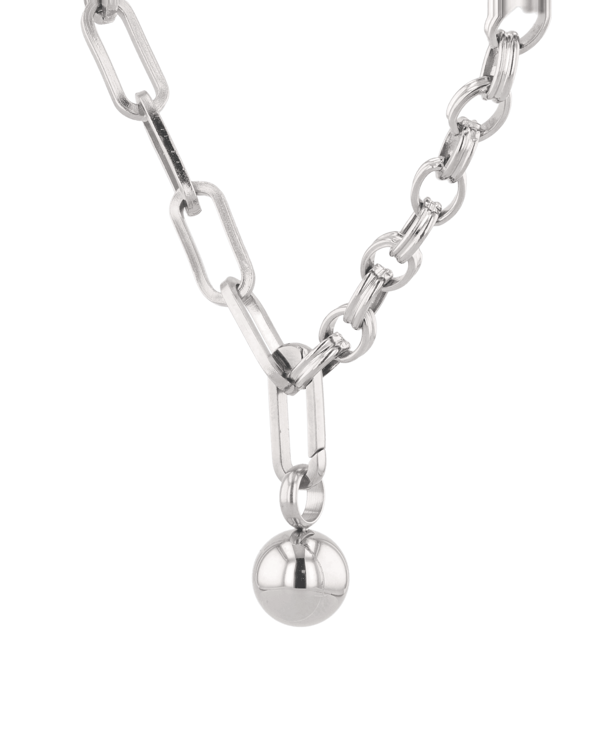 LAVANA Tandem Paperclip Silver Chain Necklace
