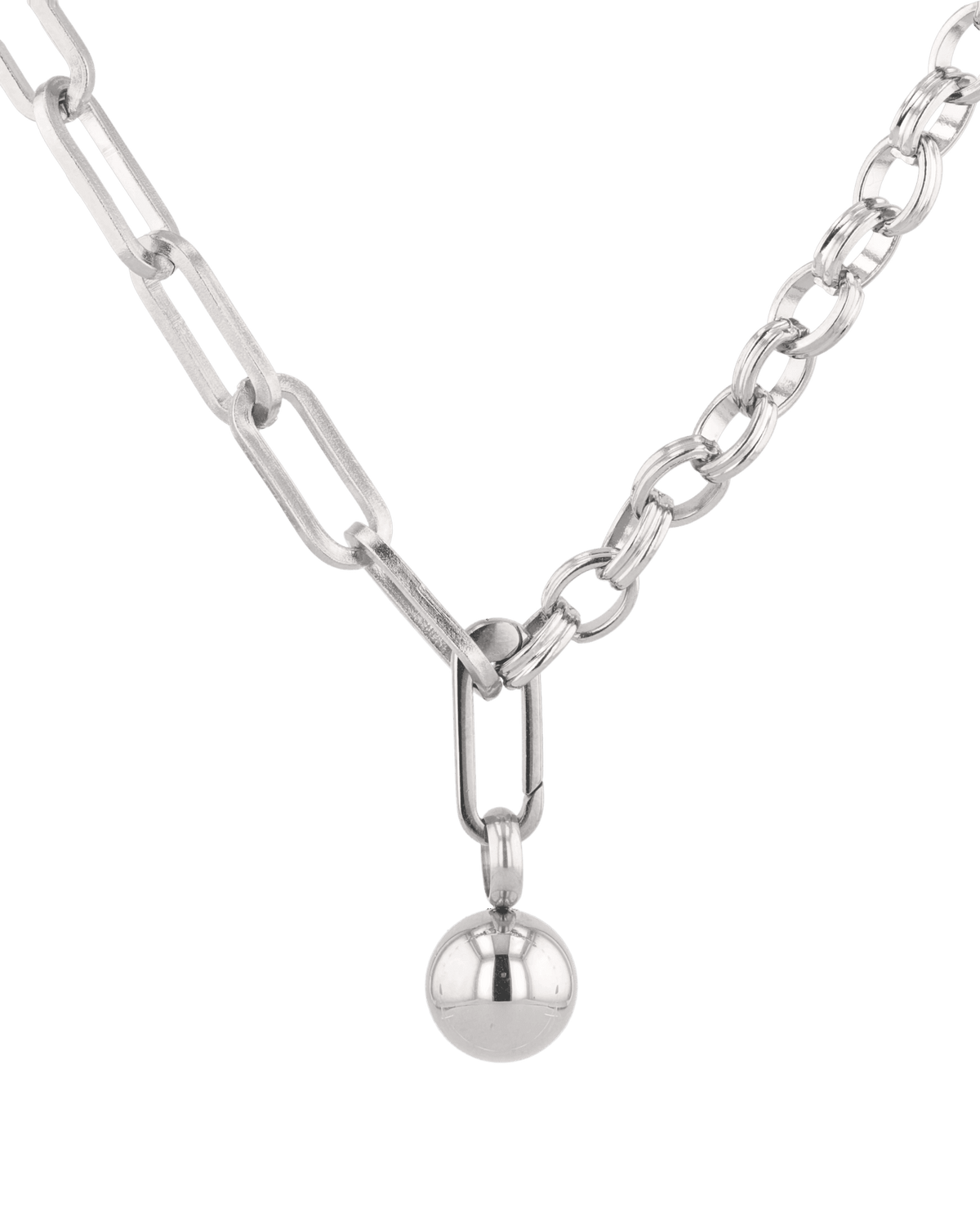Image of Necklaces. Product name - Tandem Paperclip Silver Chain Necklace in colour by brand - LAVANA