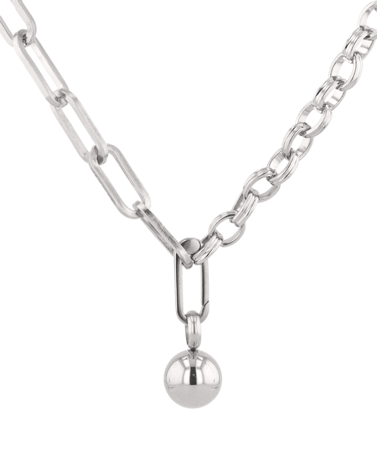 Image of Necklaces. Product name - Tandem Paperclip Silver Chain Necklace in colour by brand - LAVANA
