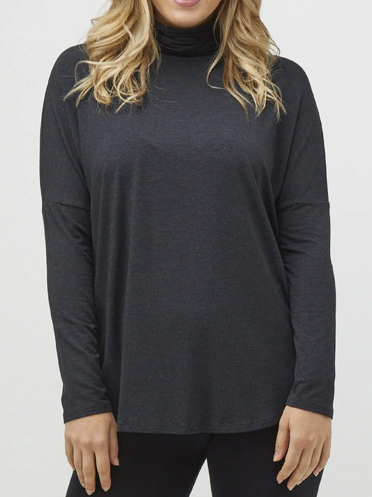 Image of a model wearing Tops. Productname: TANI MARLE SWING TURTLE NECK in Graphite colour by brand - Tani