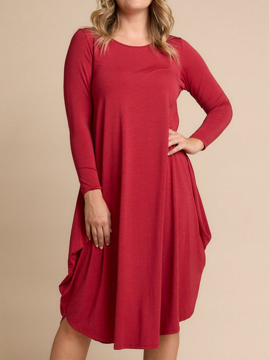 Image of Dresses. Productname: TANI MARLE LONG SLEEVE TRI DRESS in Red Berry colour by brand - Tani
