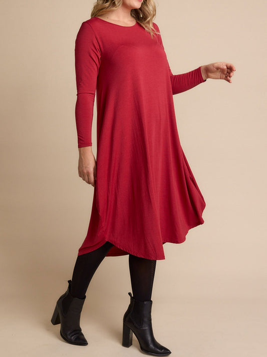 TANI MARLE LONG SLEEVE TRI DRESS (Red Berry)