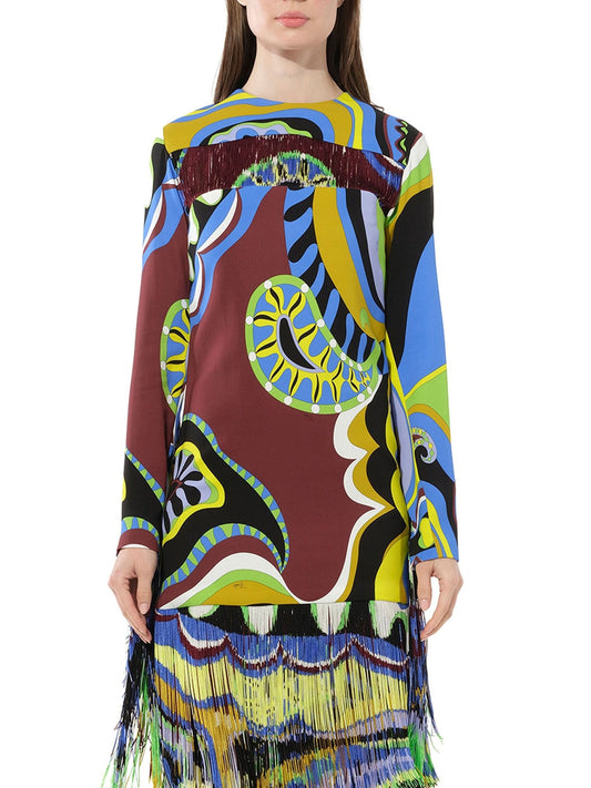 Image of a model wearing Dress. Productname: PUCCI Tassel Dress in Multicolor colour by brand - PUCCI