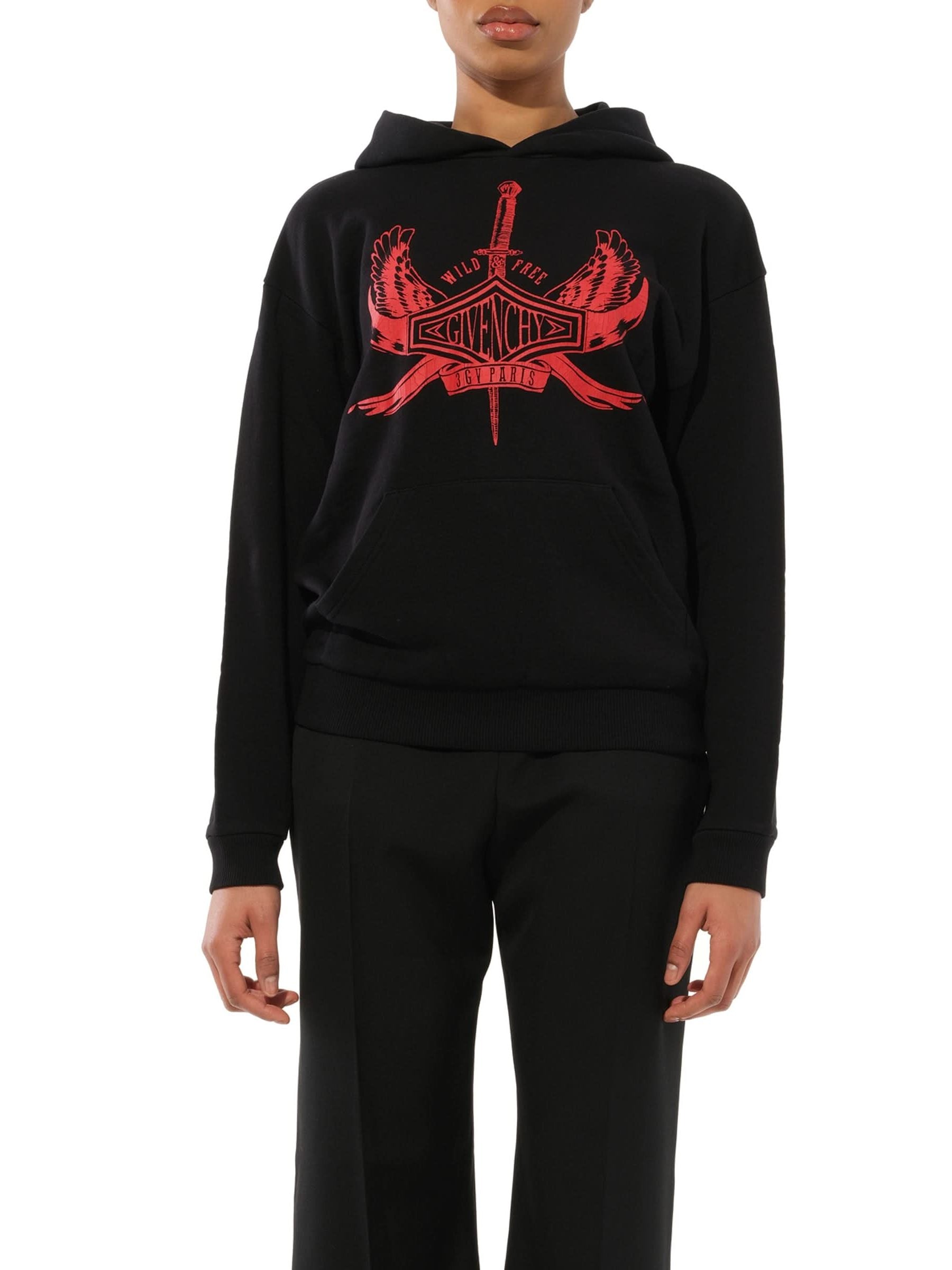 Image of a model wearing Outerwear. Productname: GIVENCHY Taurus Hoodie in Black colour by brand - GIVENCHY