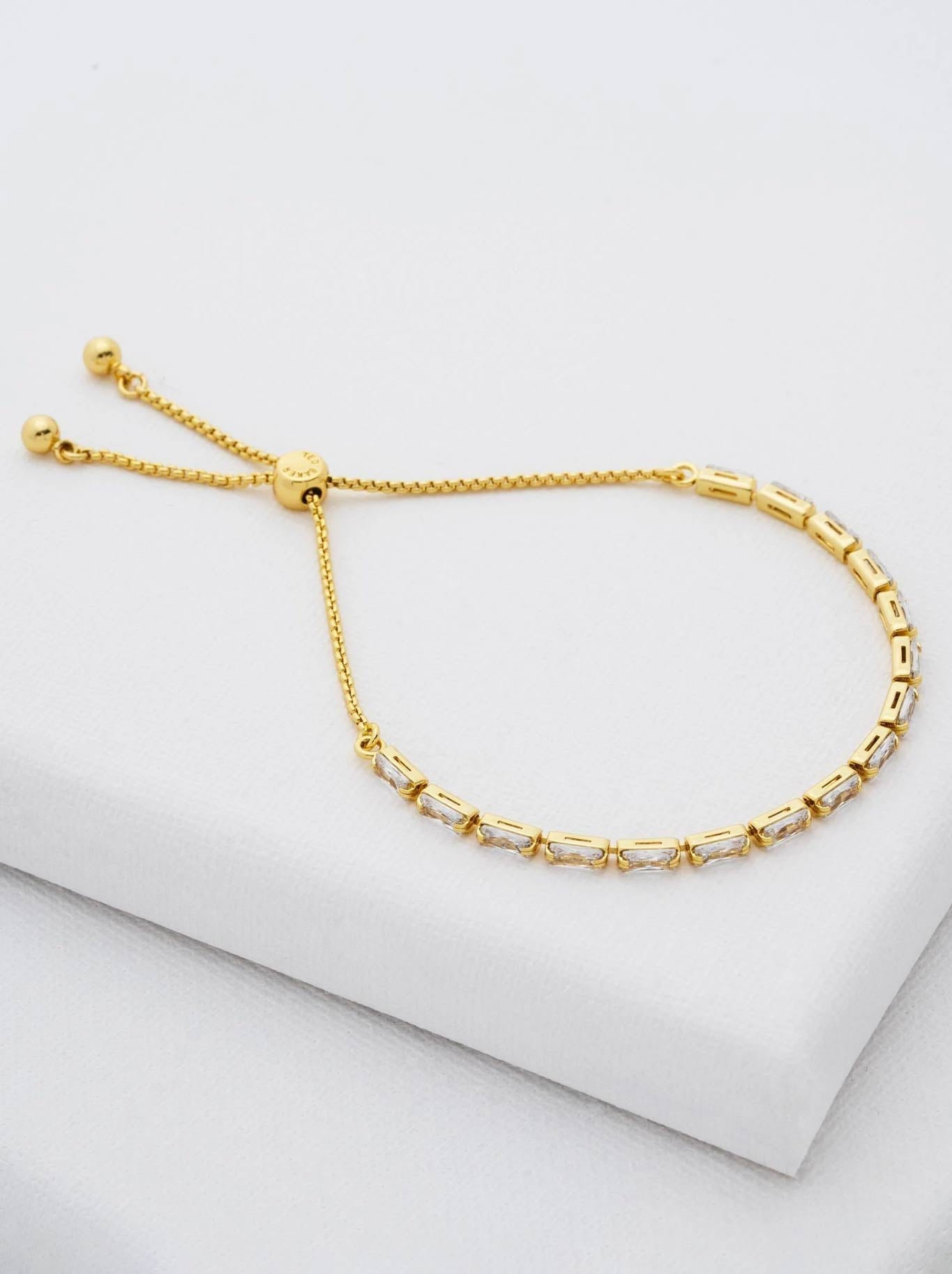 Image of Accessories. Product name - TED BAKER ISELA BAGUETTE SLIDER BRACELET in Gold colour by brand - Ted Baker