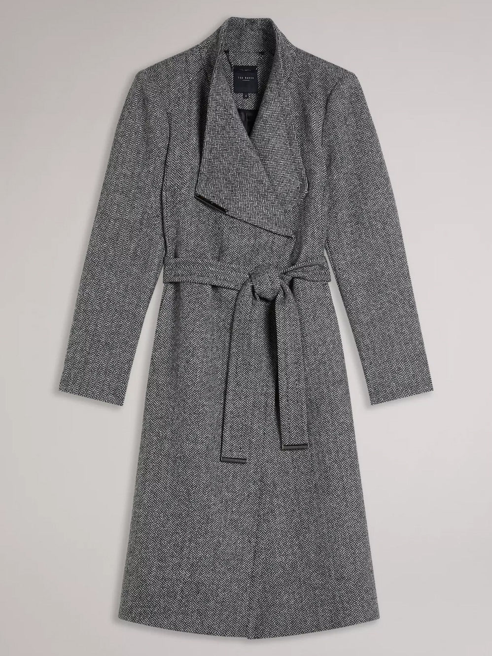 TED BAKER ROSEANE HERRINGBONE WOOL COAT (Black)