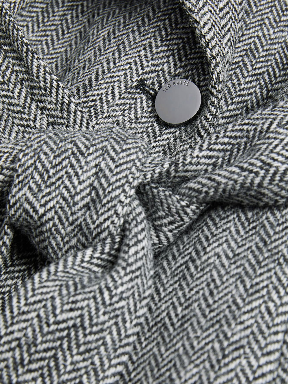 TED BAKER ROSEANE HERRINGBONE WOOL COAT (Black)