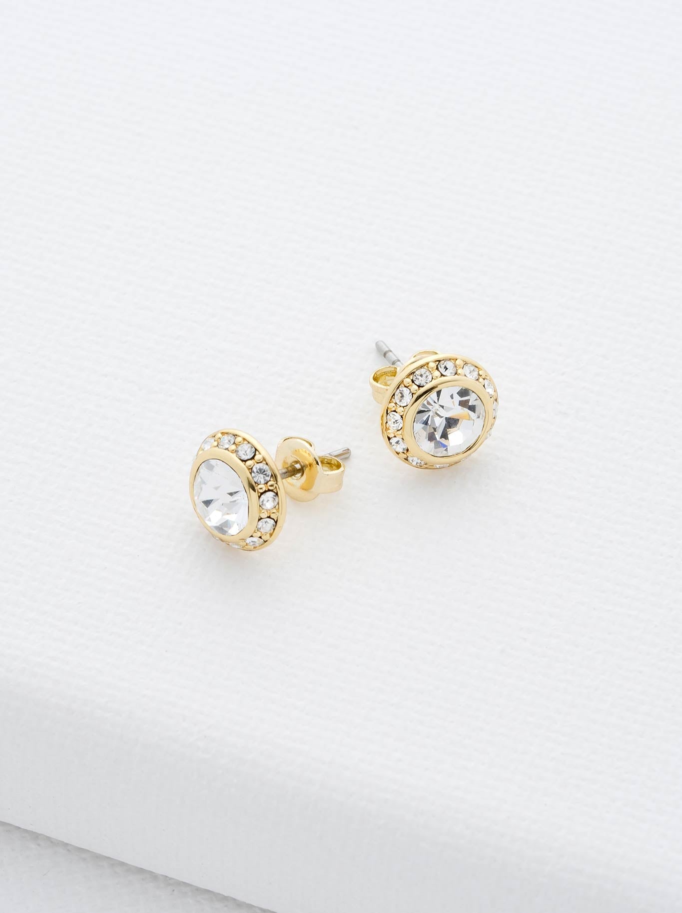 Image of Accessories. Product name - TED BAKER SOLETIA SPARKLE CRYSTAL STUDS in Gold colour by brand - Ted Baker
