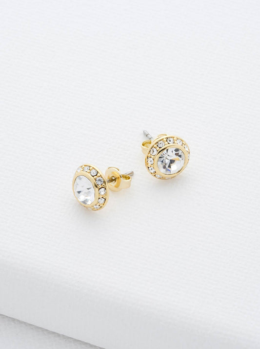 Image of Accessories. Product name - TED BAKER SOLETIA SPARKLE CRYSTAL STUDS in Gold colour by brand - Ted Baker