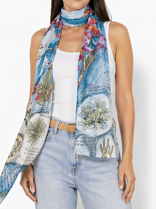 Image of Scarves & Shawls. Product name - The Artists Label Bird Life Silk Scarf in Print colour by brand - The Artist Label