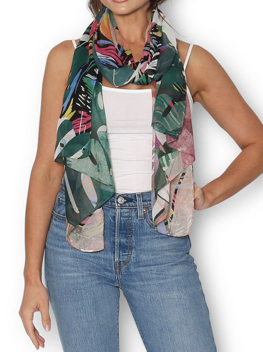 Image of Scarves & Shawls. Product name - The Artists Label Tropical Paradise Scarf in Print colour by brand - The Artist Label