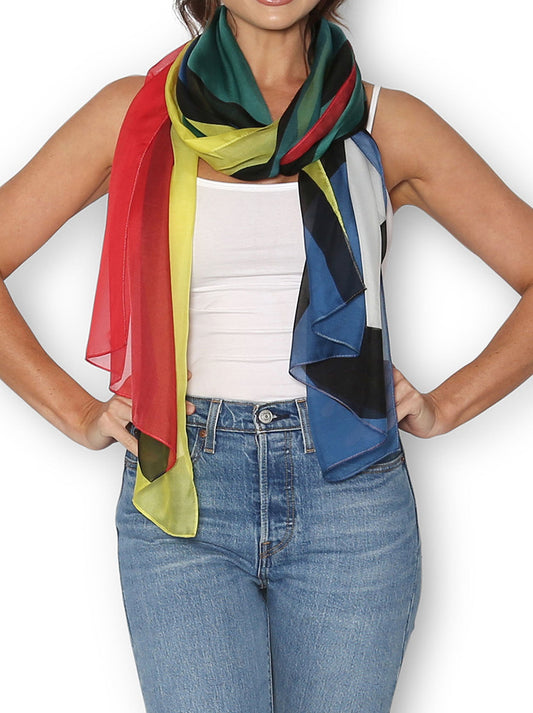 Image of Scarves & Shawls. Product name - The Artists Label Maya Silk Scarf in Print colour by brand - The Artist Label