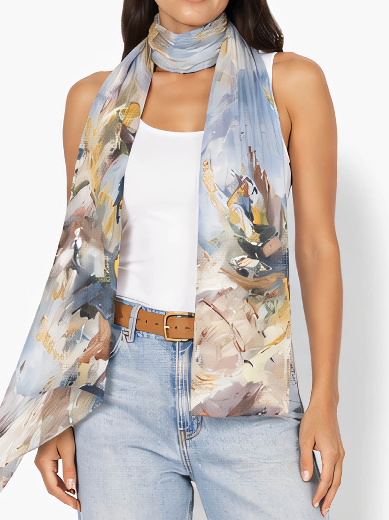 Image of Scarves & Shawls. Product name - THE ARTISTS LABEL ECHOES OF CREATION SCARF in Print colour by brand - The Artist Label