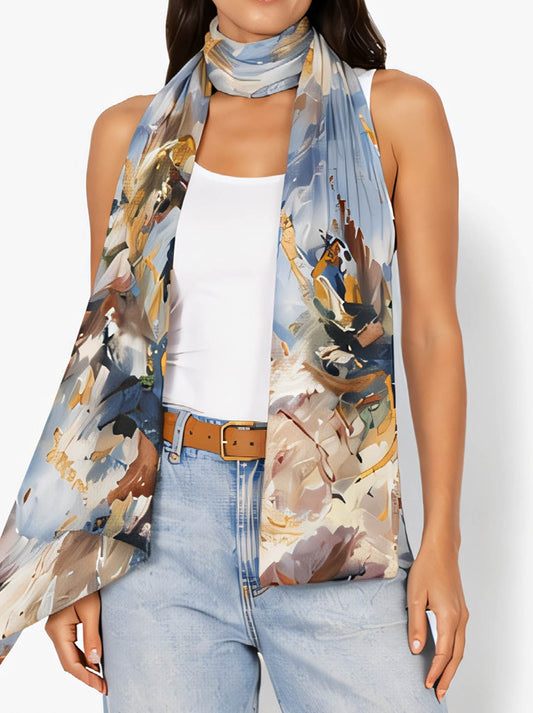 Image of Scarves & Shawls. Product name - The Artists Label Echoes Of Creation Wool Scarf in Print colour by brand - The Artist Label