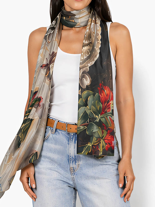 Image of Scarves & Shawls. Product name - The Artists Label Nas In A Vase Silk Scarf in Print colour by brand - The Artist Label