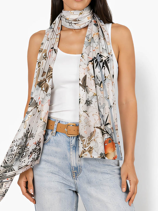 Image of Scarves & Shawls. Product name - The Artists Label Seasons In Japan Silk Scarf in Print colour by brand - The Artist Label
