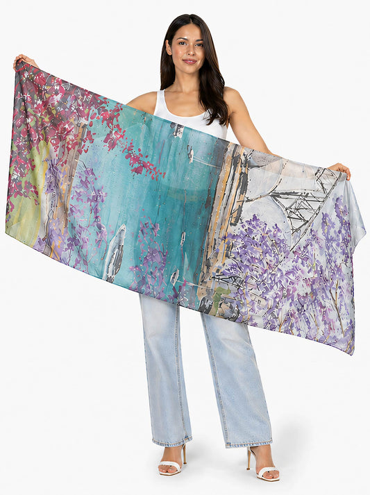 The Artists Label Sydney Harbour In Spring Silk Scarf (Print)