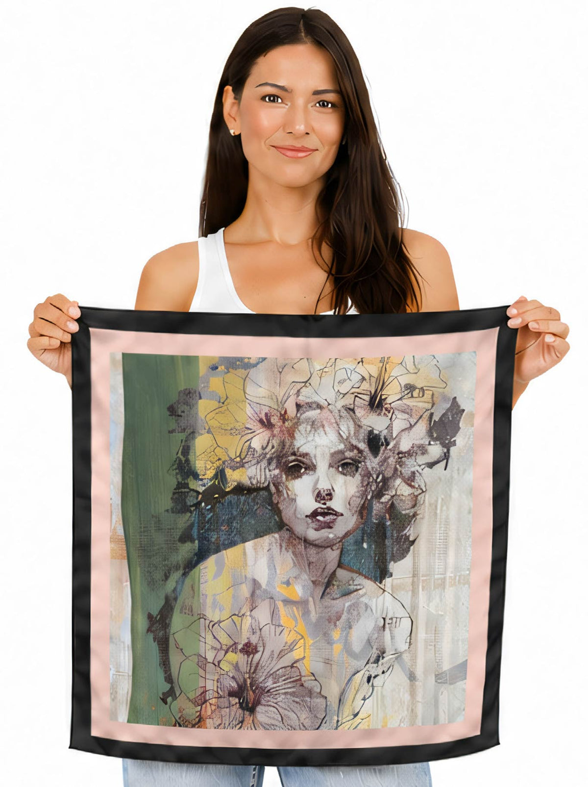 THE ARTISTS LABEL DREAMY FLORAL MUSE SILK SQUARE SCARF (Print)