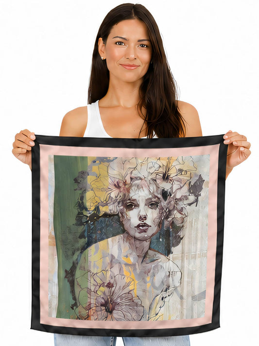 The Artists Label Dreamy Floral Muse Silk Square Scarf (Print)