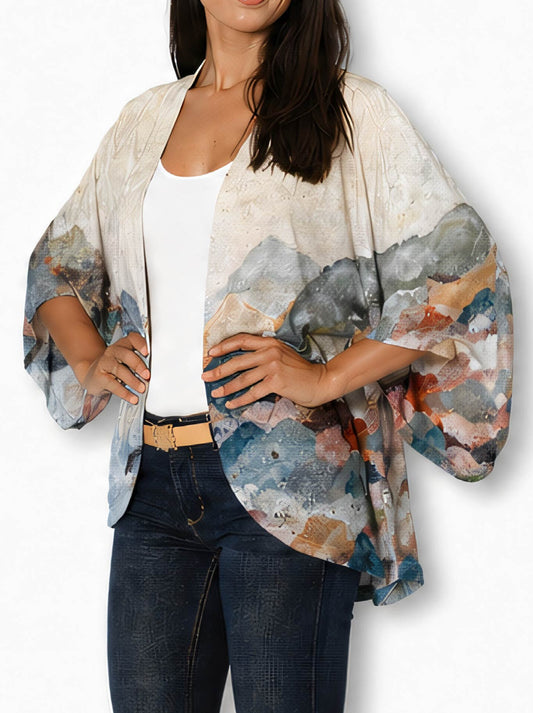 The Artists Label Coastal Mist Silk Kimono (Print)