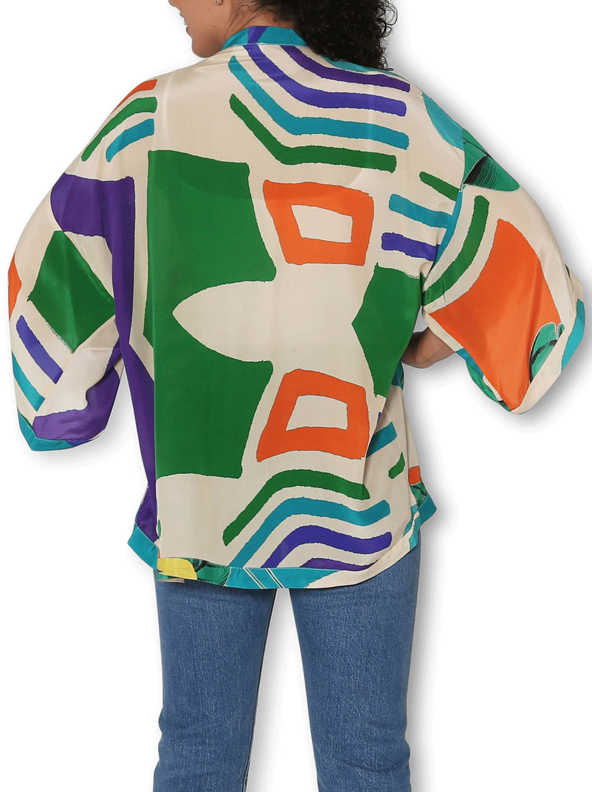 The Artists Label Collage Of Toucan Silk Kimono (Print)