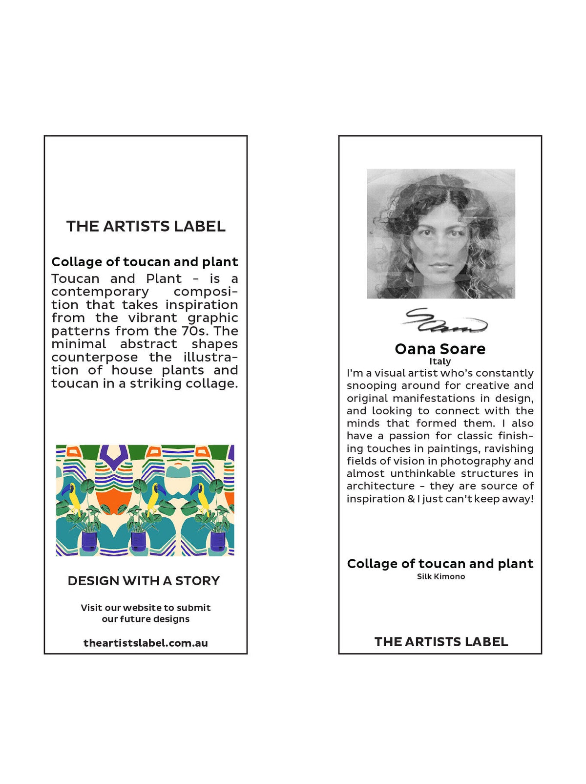 The Artists Label Collage Of Toucan Silk Kimono (Print)