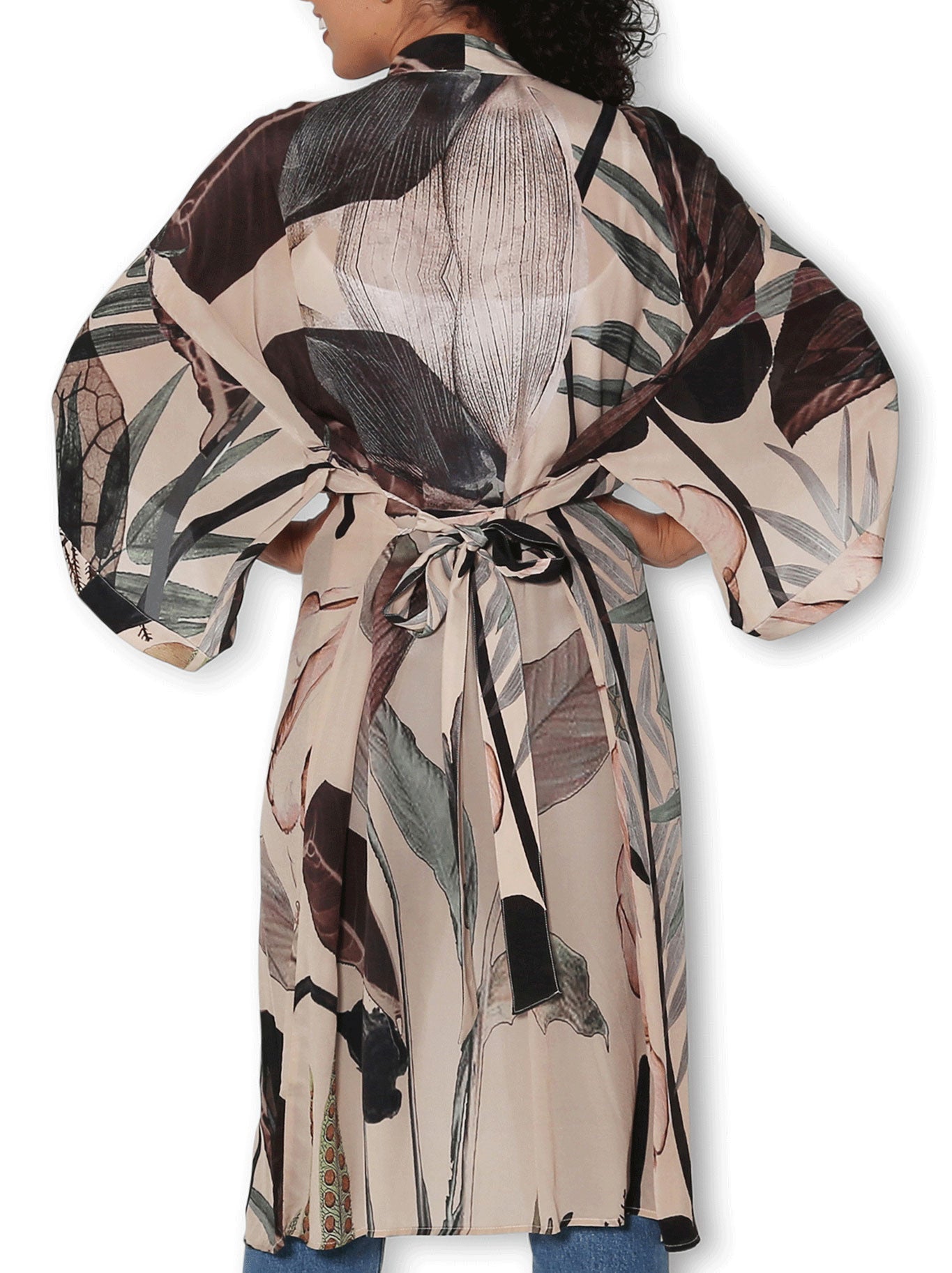 The Artists Label Radio Garden Silk Long Kimono (Print)