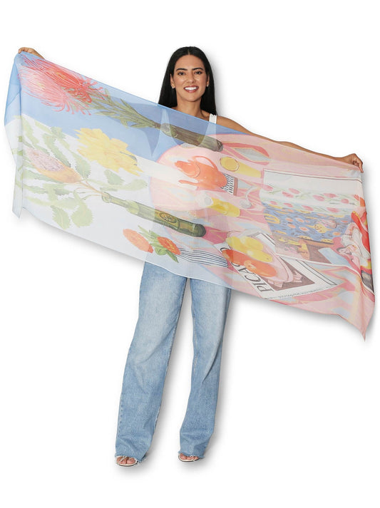 The Artists Label A Blissful Hour On Ikat Scarf (Print)