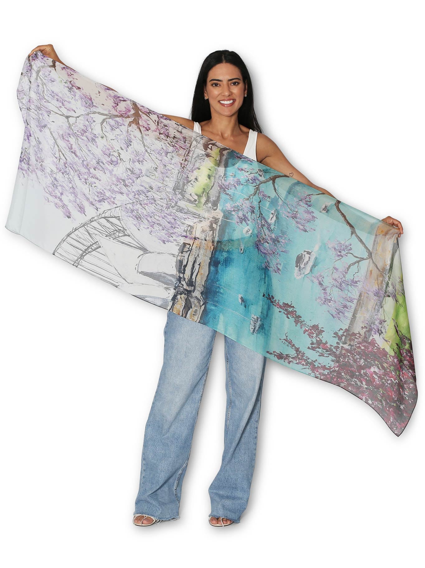 THE ARTISTS LABEL SYDNEY HARBOUR SILK SCARF (Print)