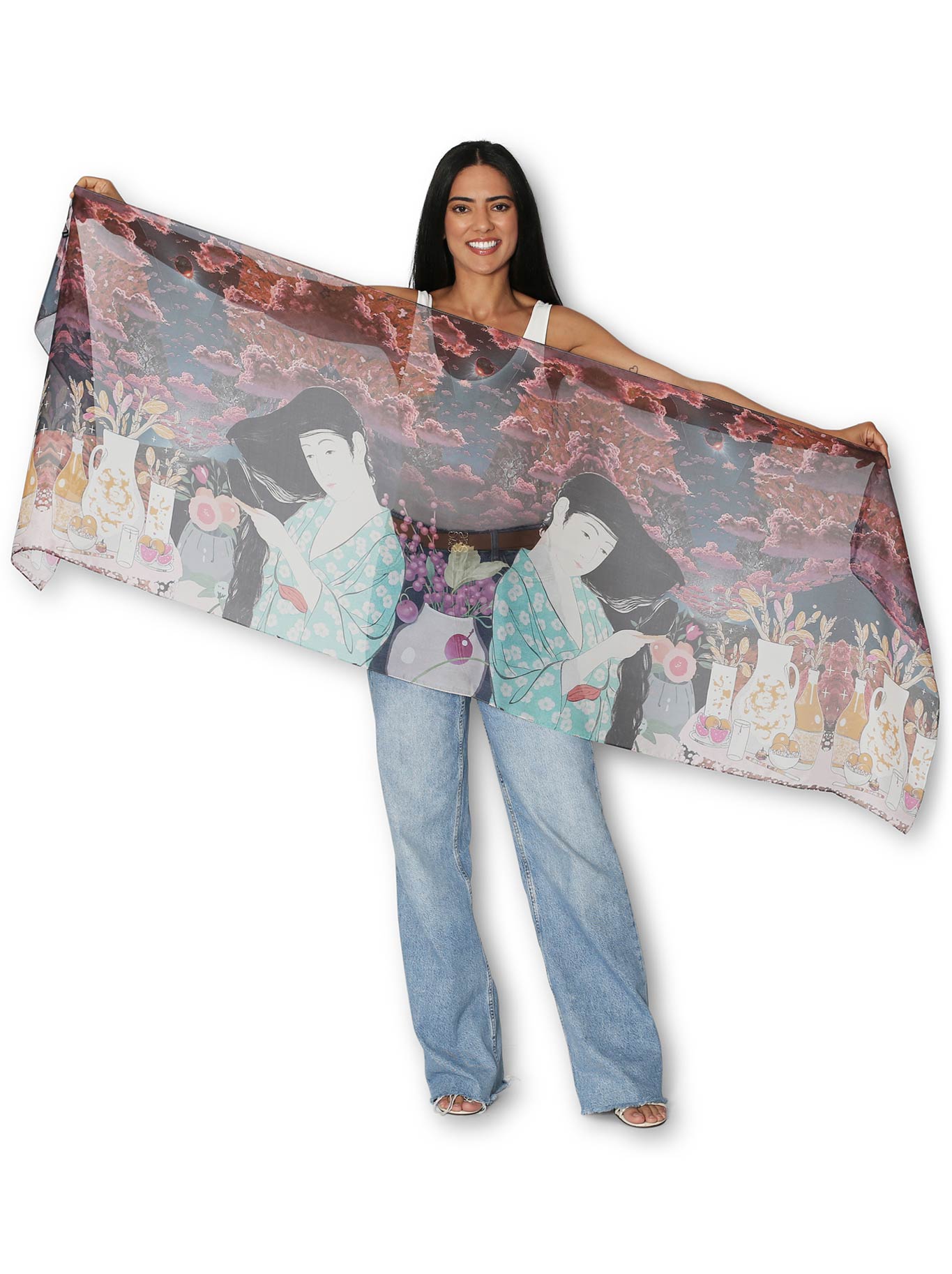 THE ARTISTS LABEL SUNSET IN JAPAN SILK SCARF (Print)