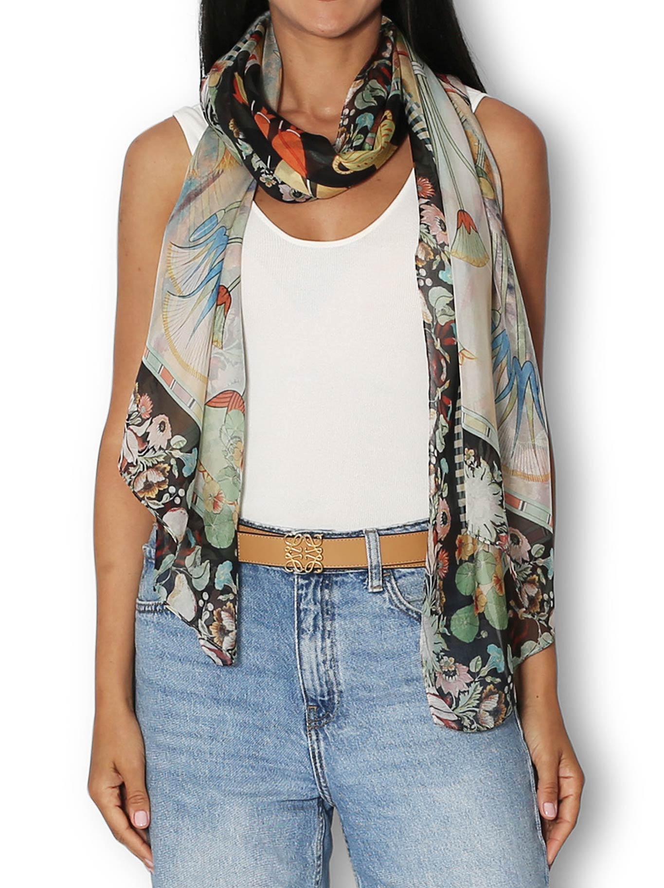 Image of Scarves & Shawls. Productname: The Artists Label Folk Still Life Silk Scarf in Print colour by brand - The Artist Label