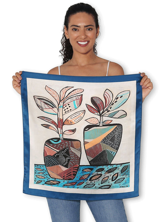 THE ARTISTS LABEL POTTED PLANTS SILK SQUARE (Print)