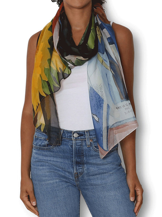 Image of Scarves & Shawls. Product name - The Artists Label Devoted To You Silk Scarf in Multi colour by brand - The Artist Label