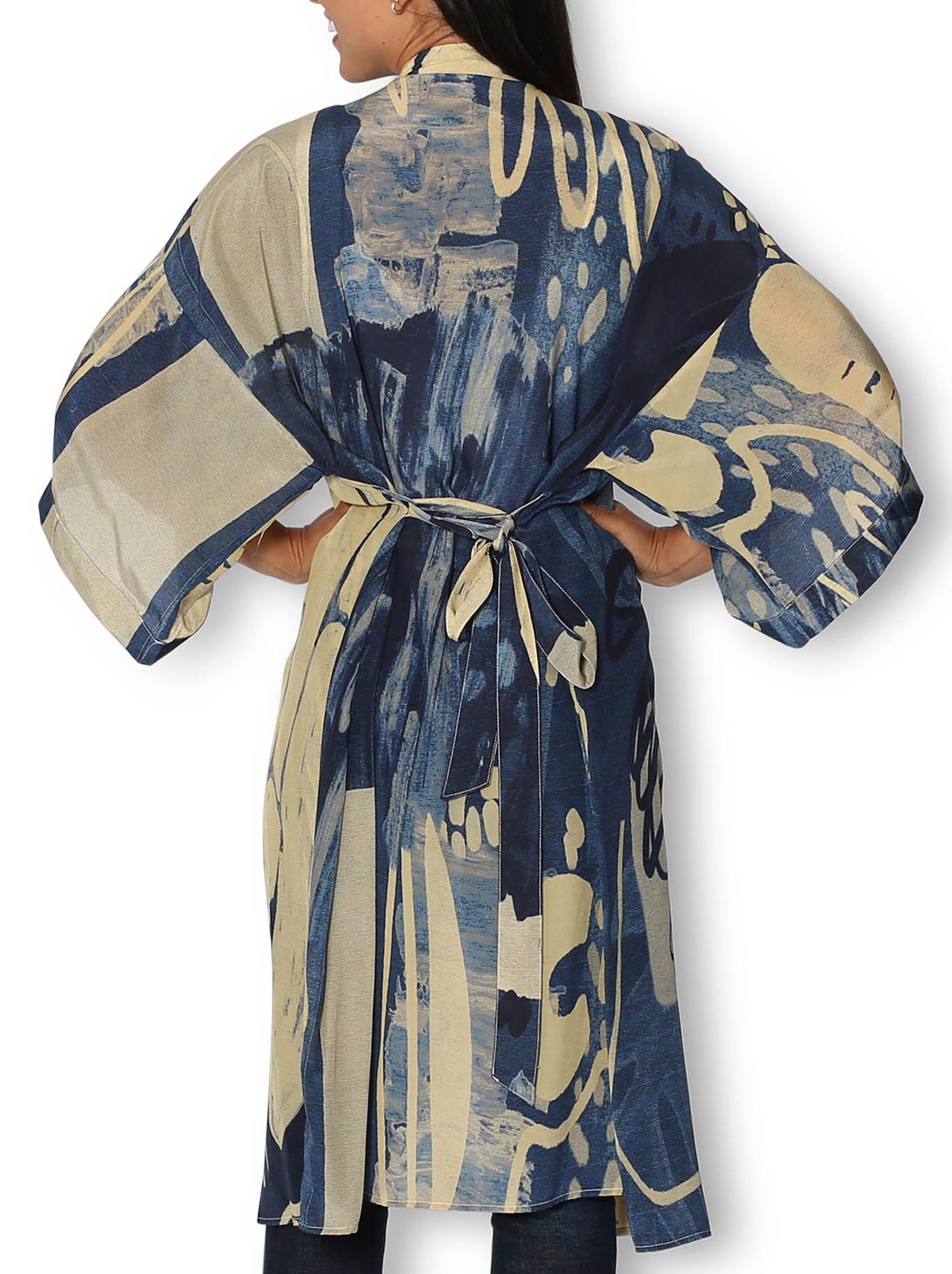 THE ARTISTS LABEL AN EVENING IN PORTUGAL LONG SILK KIMONO (Print)