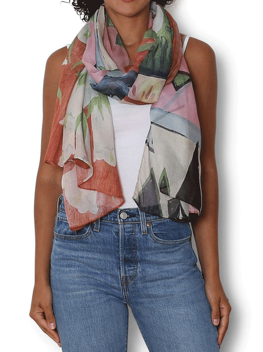 Image of Scarves & Shawls. Product name - The Artists Label Foxgloves Make Me Think Of You Scarf in Multi colour by brand - The Artist Label