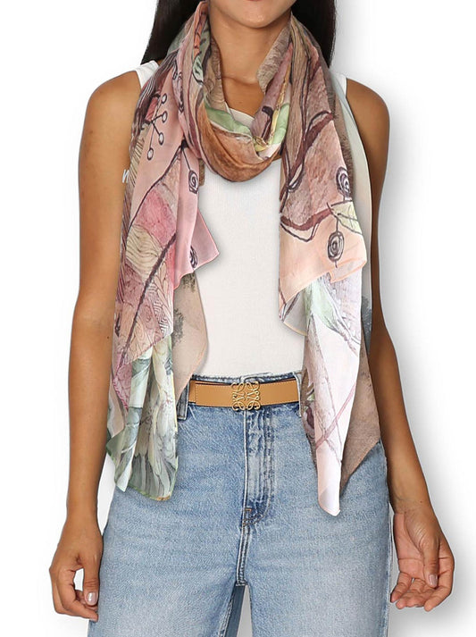 Image of Scarves & Shawls. Product name - The Artists Label Birds Gathering Scarf in Print colour by brand - The Artist Label