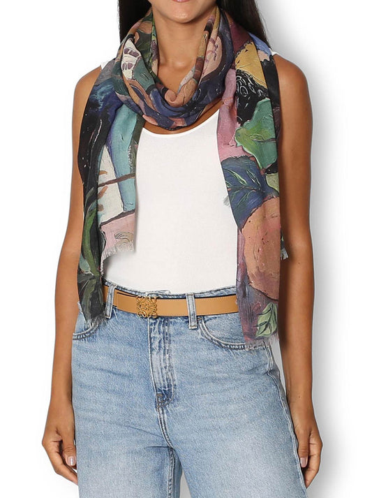 Image of Scarves & Shawls. Product name - The Artists Label A Day In Tahiti Wool Scarf in Print colour by brand - The Artist Label