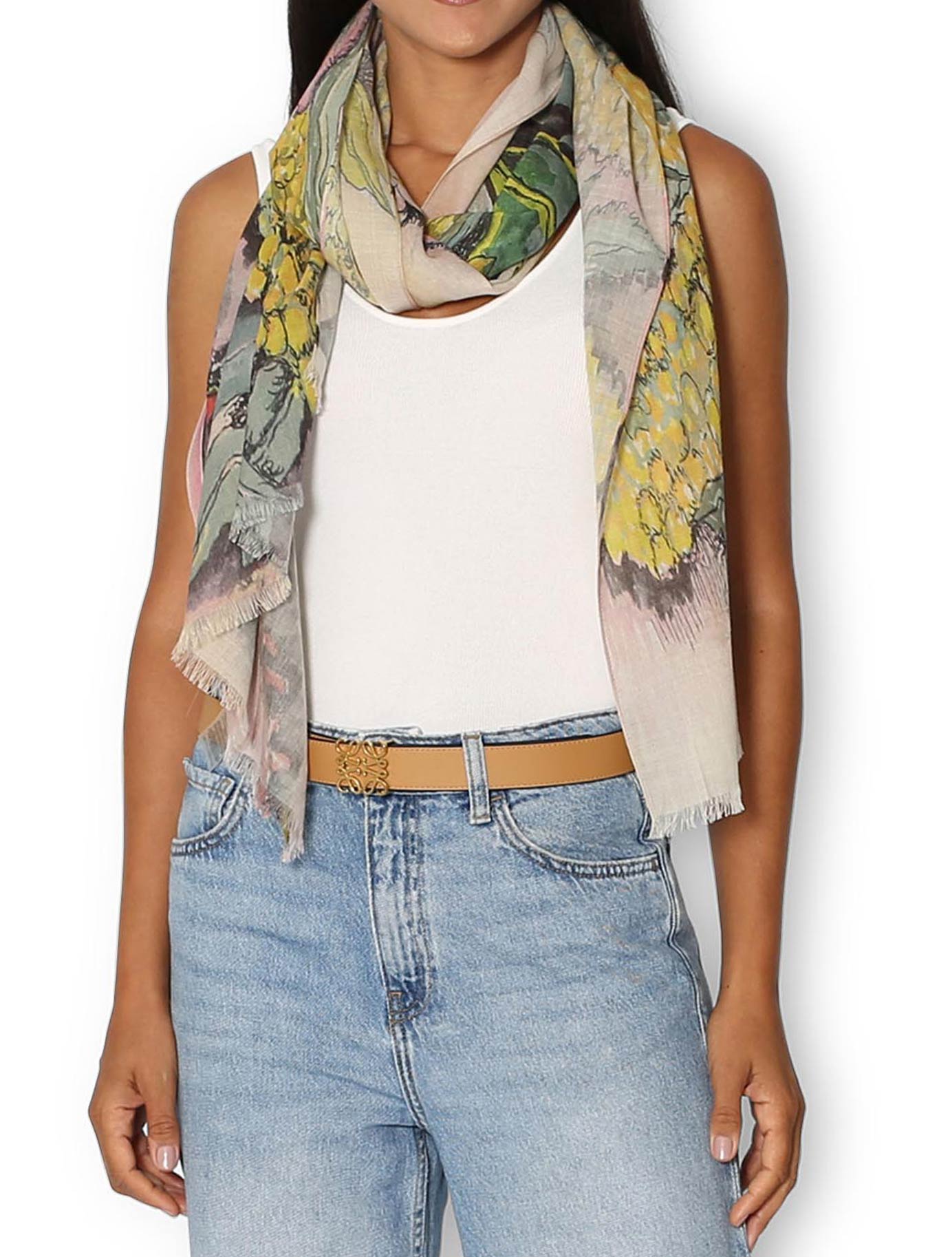 Image of Scarves & Shawls. Product name - The Artists Label Wattle Blossom Wool Scarf in Print colour by brand - The Artist Label