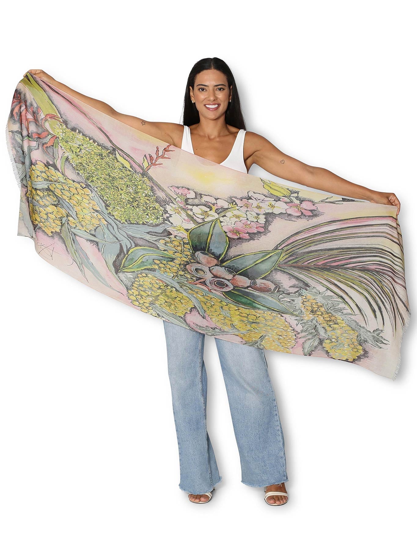 The Artists Label Wattle Blossom Wool Scarf (Print)