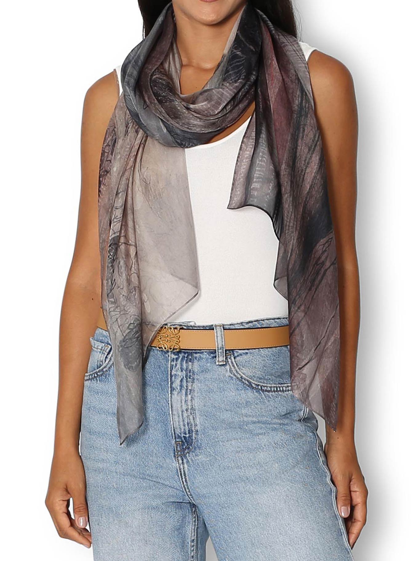 Image of Scarves & Shawls. Product name - The Artists Label Utsukushii Silk Scarf in Print colour by brand - The Artist Label