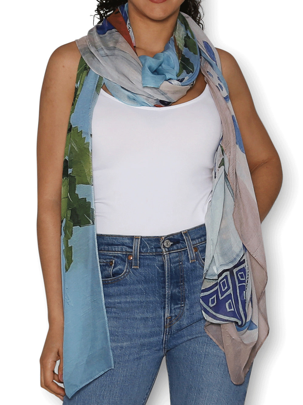 Image of Scarves & Shawls. Productname: The Artists Label Summer Days & Sweet Memories Silk Scarf in Print colour by brand - The Artist Label
