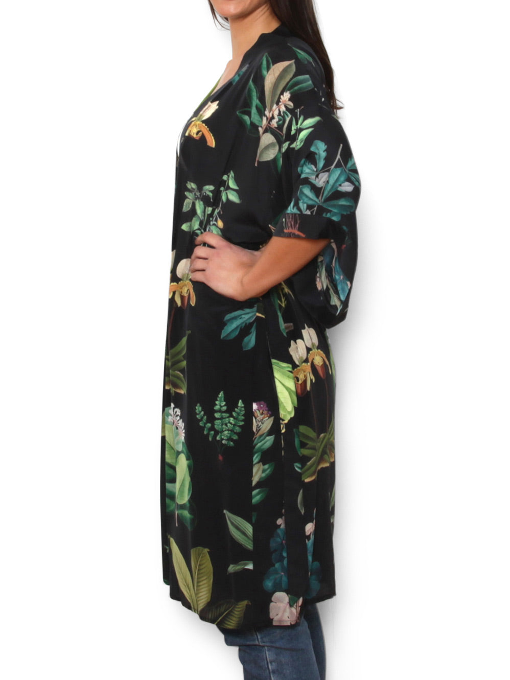 THE ARTIST LABEL ANCIENT BOTANY SILK LONG KIMONO (Print)